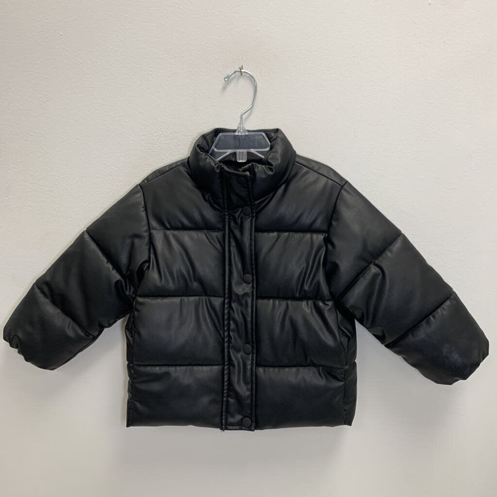 2-3T: Faux Leather Puffer Jacket