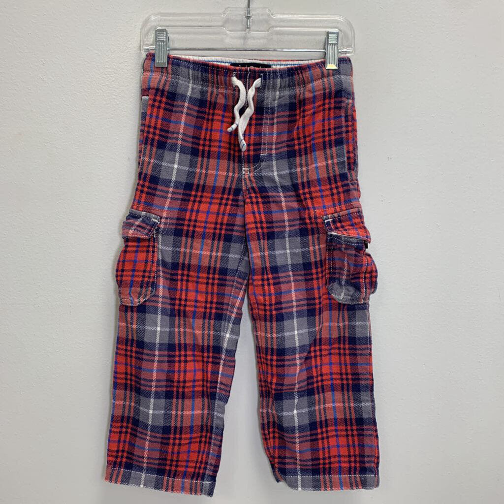 4Y: Plaid Flannel Cargo Pants