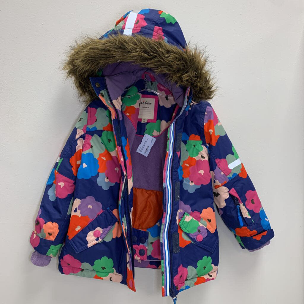 5-6Y: All Weather Waterproof Coat - Navy Floral