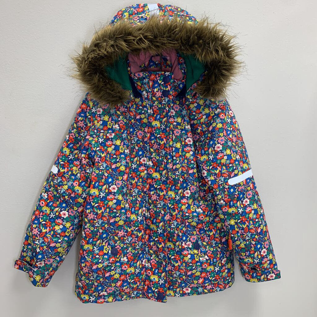 7-8Y: All Weather Waterproof Coat - Blue Nautical Floral