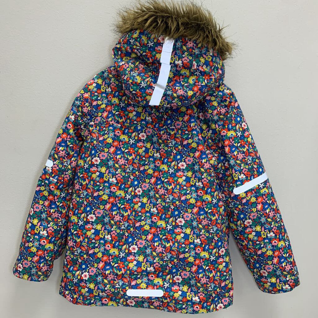 7-8Y: All Weather Waterproof Coat - Blue Nautical Floral