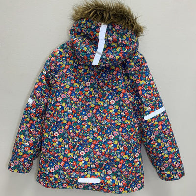 7-8Y: All Weather Waterproof Coat - Blue Nautical Floral