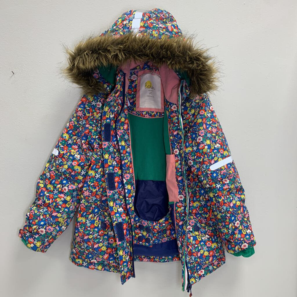 7-8Y: All Weather Waterproof Coat - Blue Nautical Floral