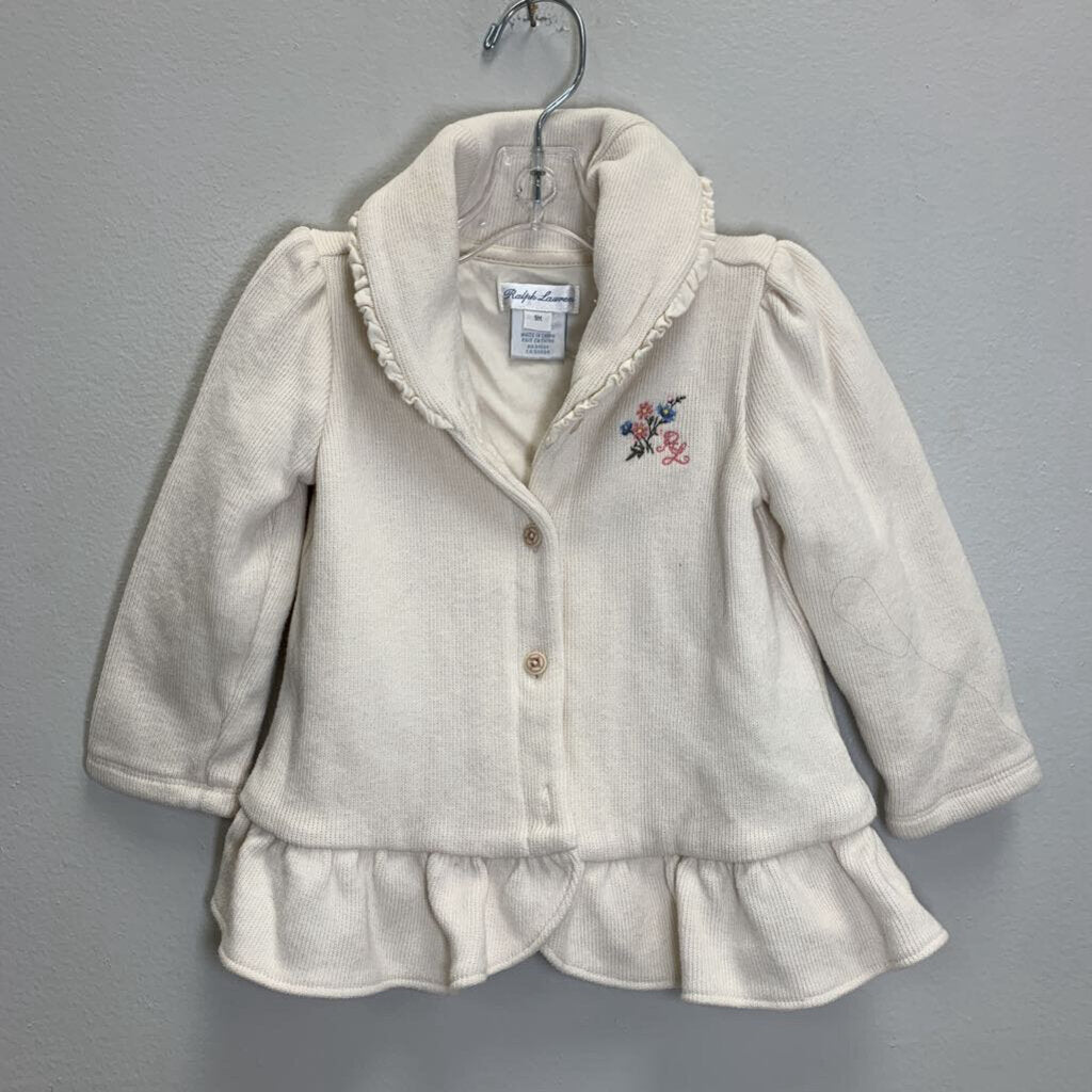 9M: Floral Embroidered Shawl Collar Cardigan