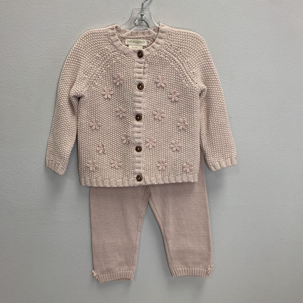 6-9M: Knit Set w/ Flower Details