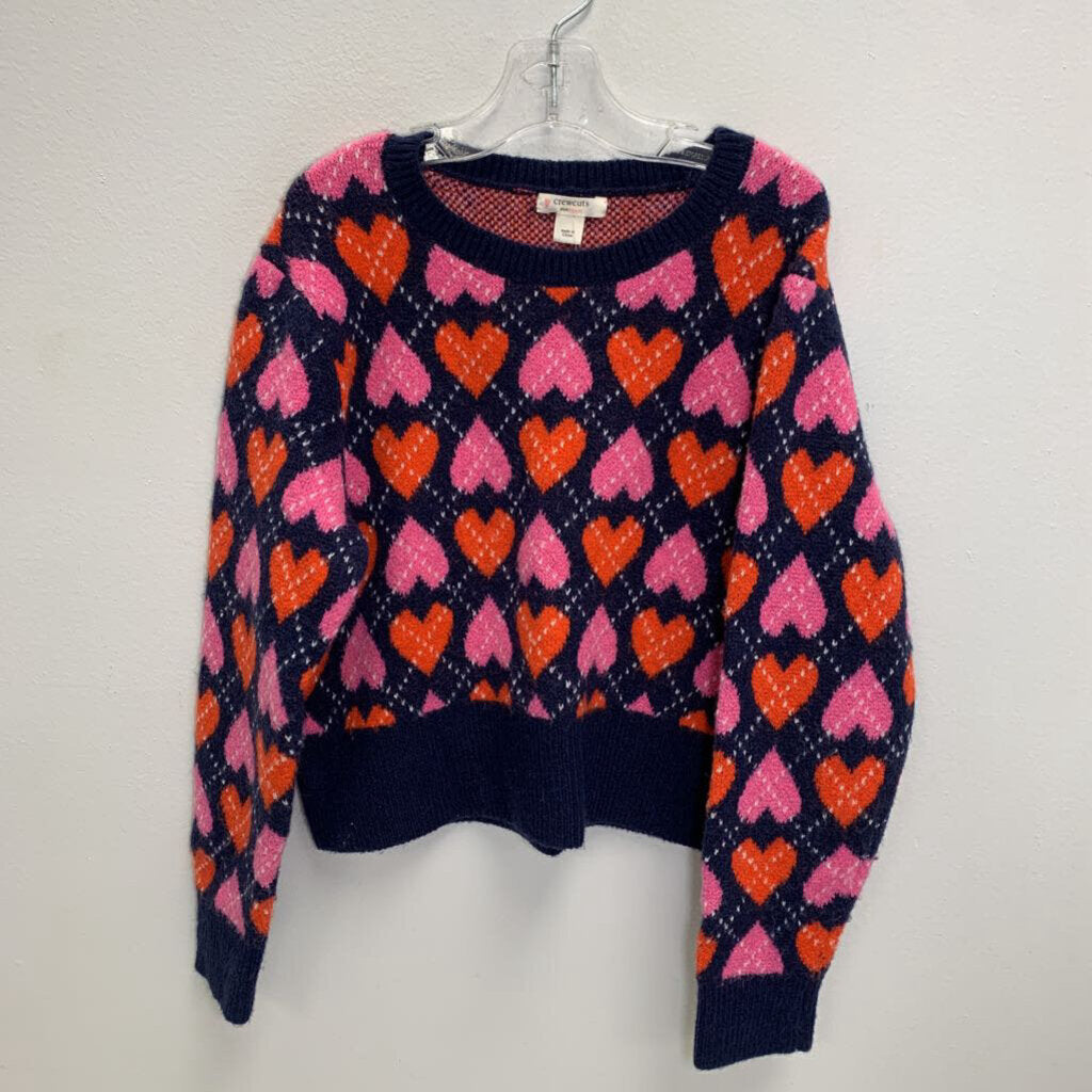 8-9: Merino Alpaca Wool Blend Cropped Sweater - Hearts