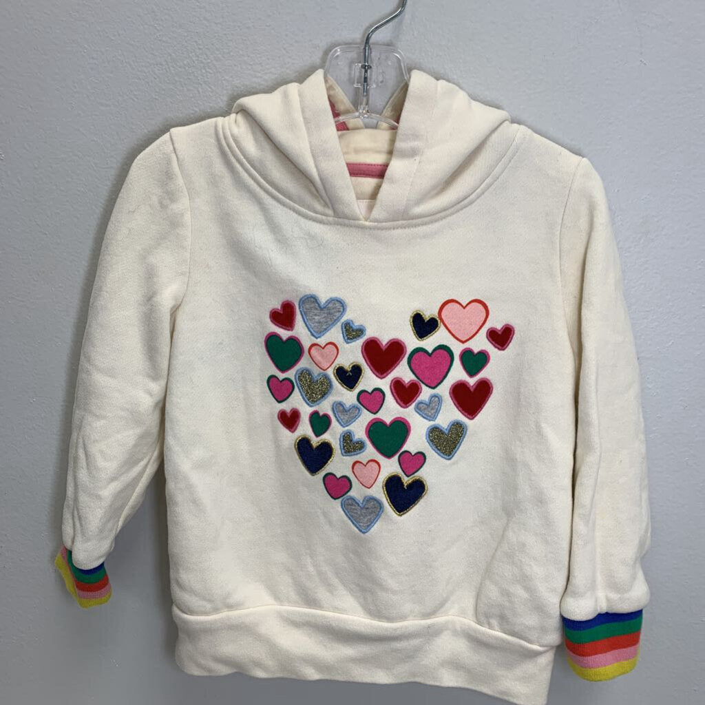 3-4Y: Applique Hoodie - Hearts