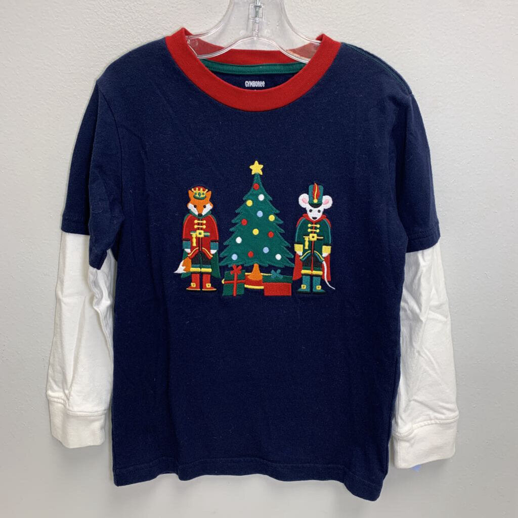 6: Layered Long Sleeve T-Shirt - Embroidered Nutcracker
