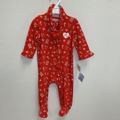 6M: Footie + Headband - Gingerbread Cookies NWT