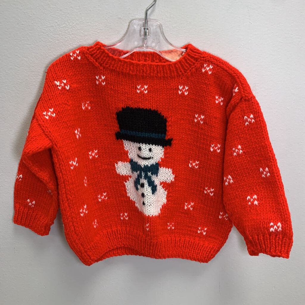 24M: Hand Knit Sweater + Pom Pom Cap - Snowman