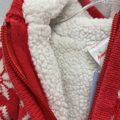 6-12M: Gnome Hood Sweater Jacket - Scandi Snowflake
