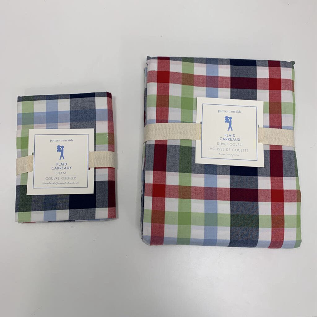 Twin Duvet Cover + Sham - Plaid NWT