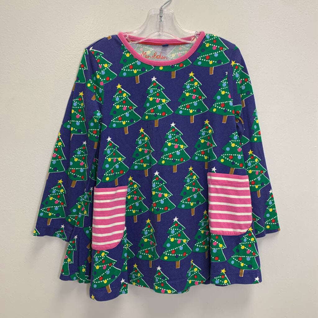 5-6Y: Jersey Pocket Tunic - Christmas Trees