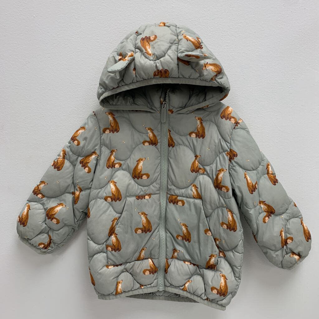 3-4Y: Lightweight Down Hooded Jacket - Fox