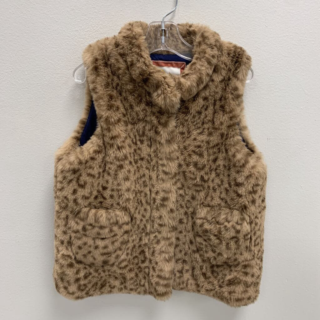 7-8Y: Faux Fur Vest - Leopard