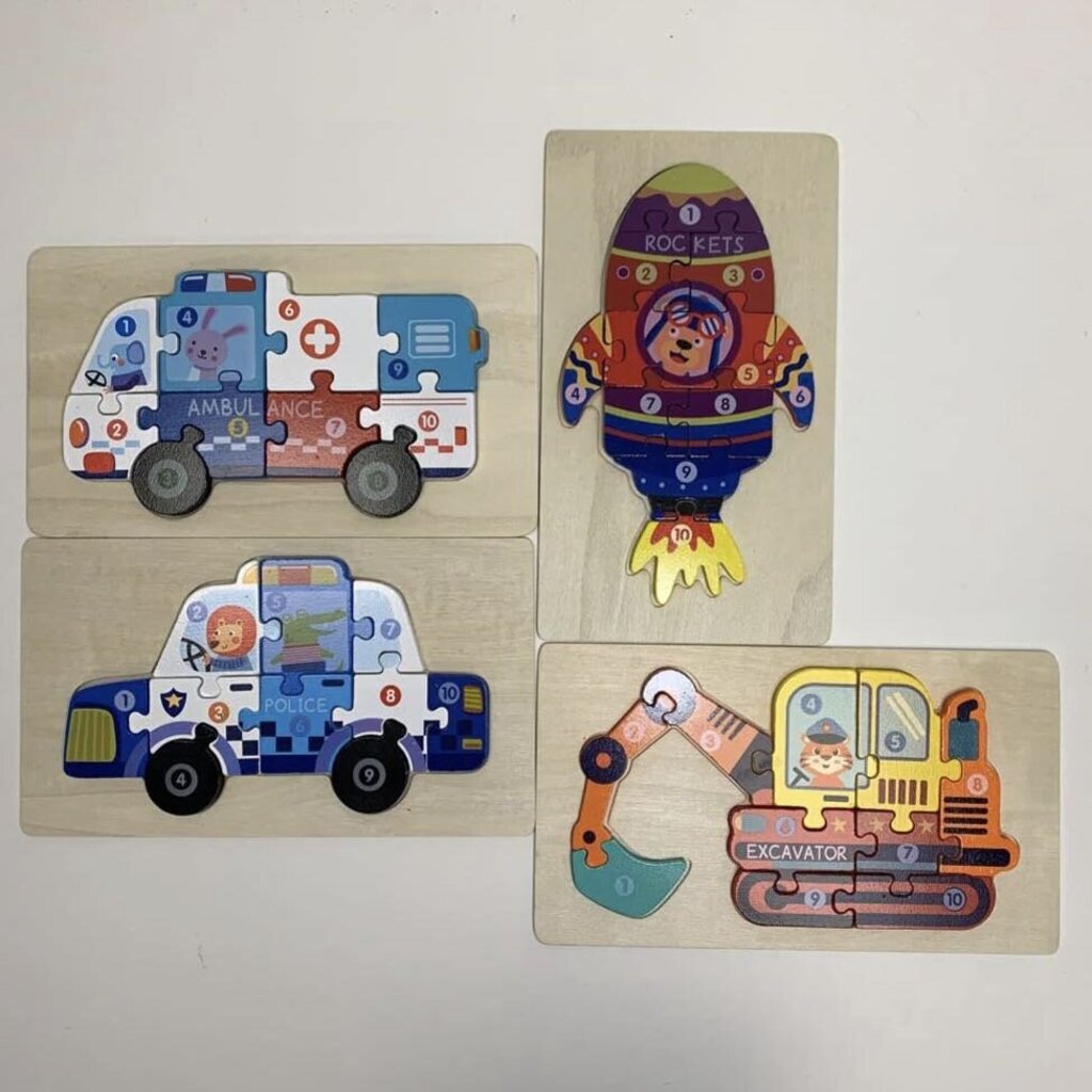 Wooden Puzzle Boards - Vehicles