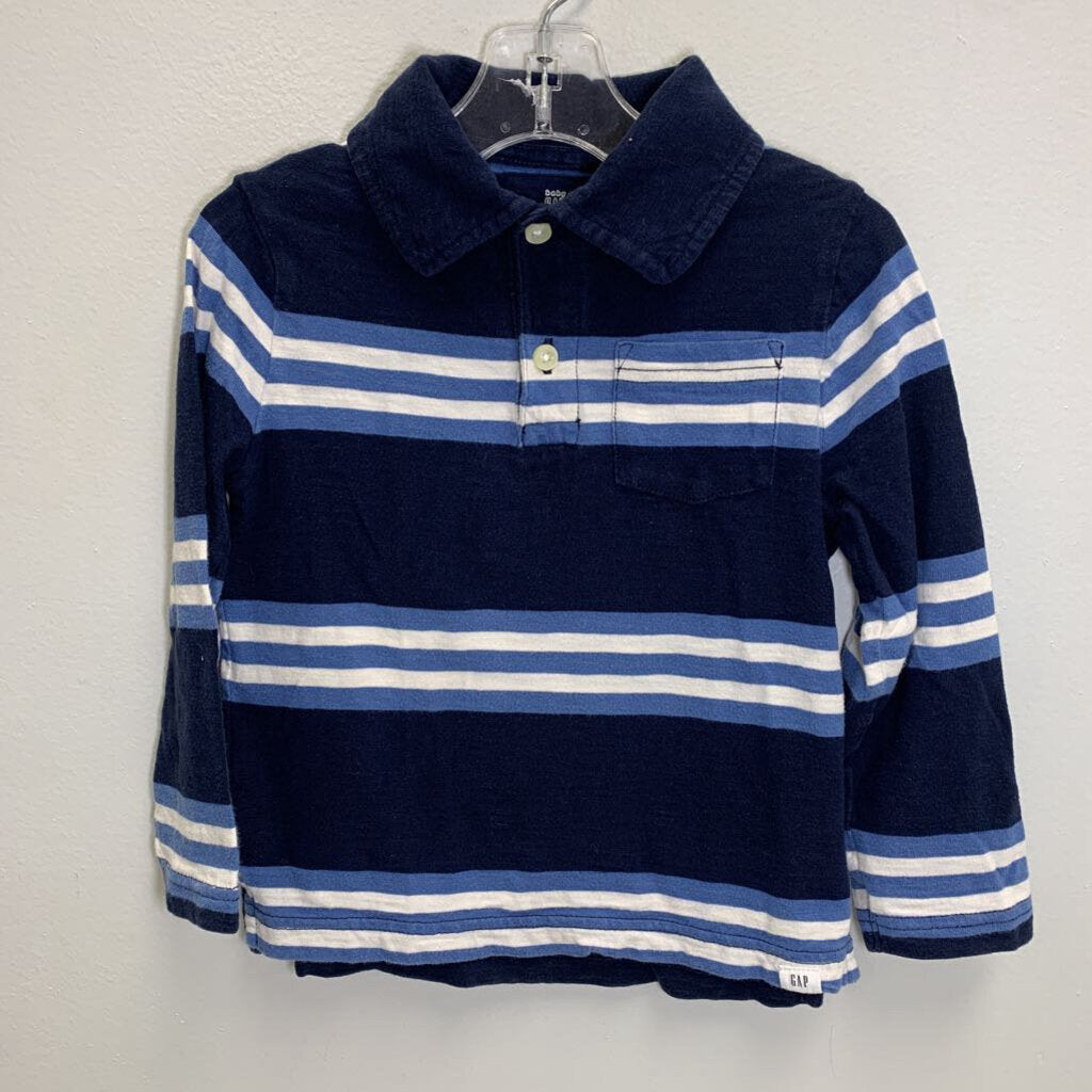 4T: Long Sleeve Polo Shirt - Striped
