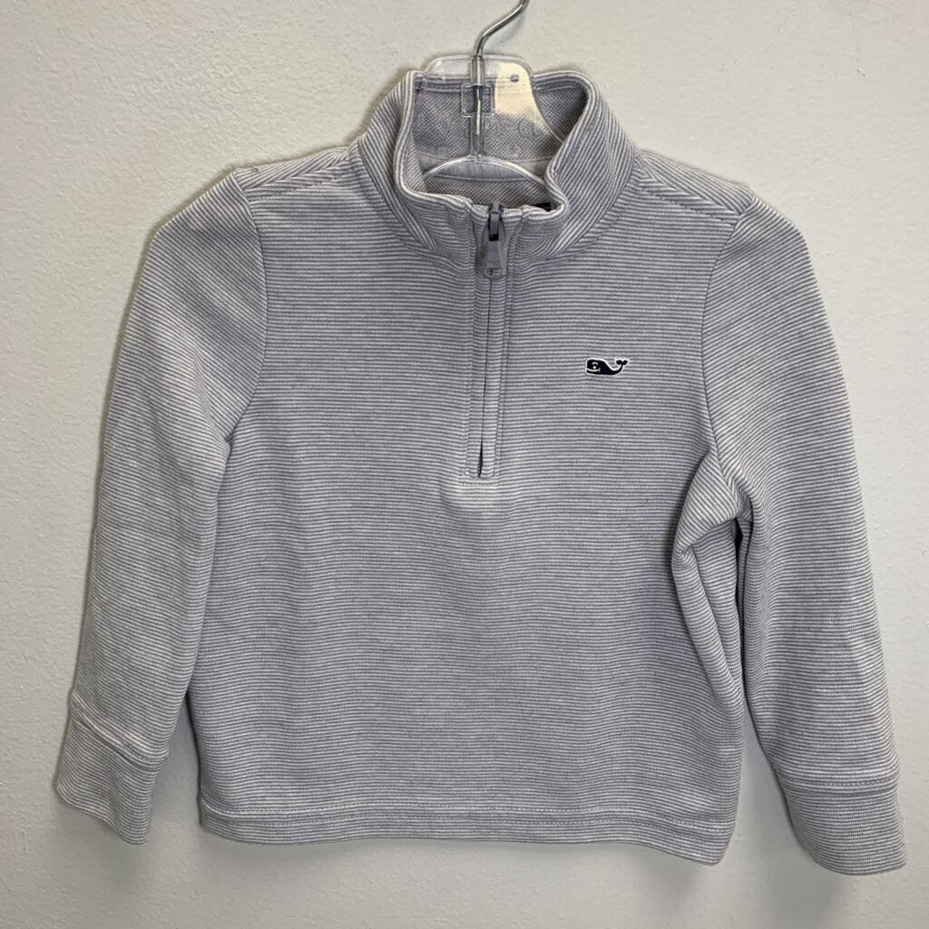 2T: 1/4 Zip Mock Neck Sweatshirt - Saltwater Stripe