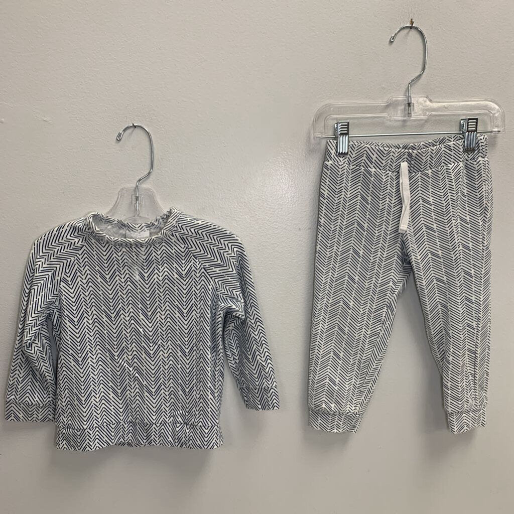 2T: Modal Crewneck + Lounge Pants Set - Navy Herringbone