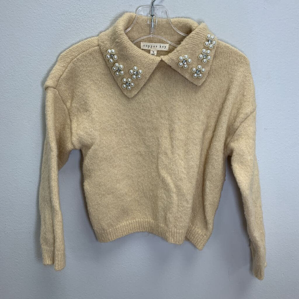Big Girl's Pearl Collar Sweater