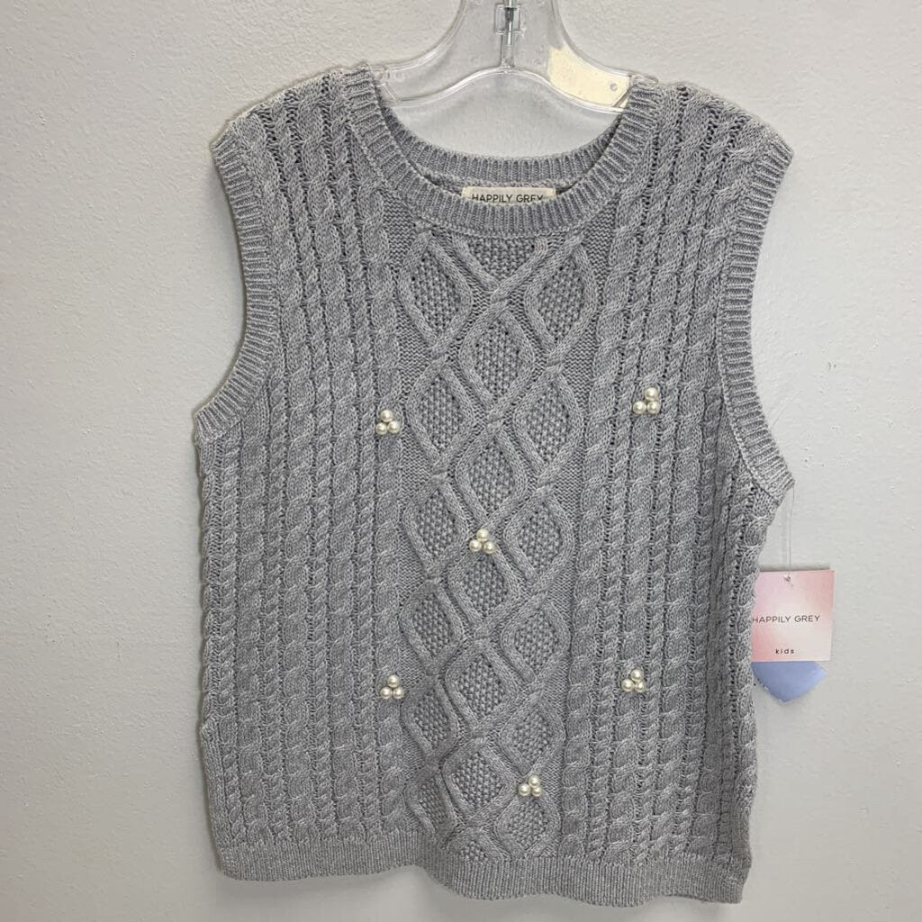 7-8: Cable Knit Sweater Vest - Pearls NWT