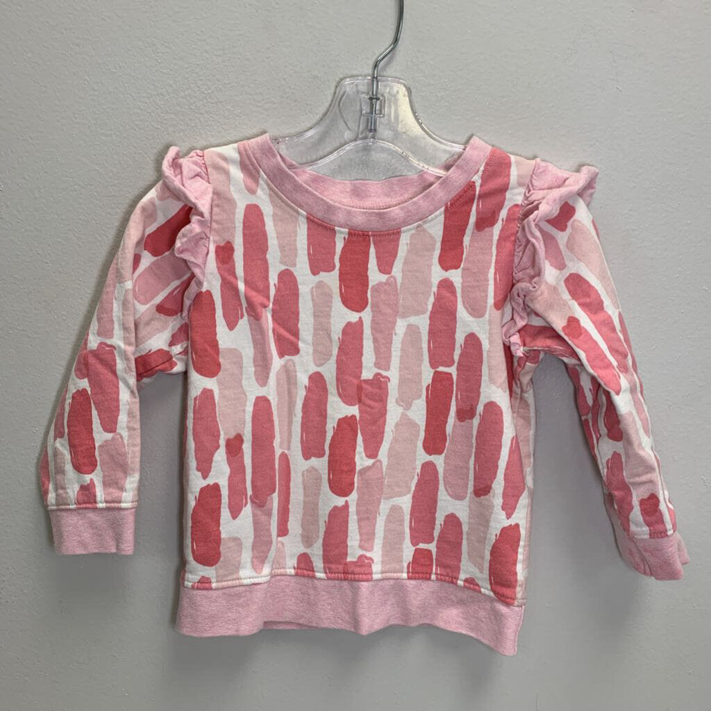 3T: Double Ruffle Sweatshirt - Dot Blush