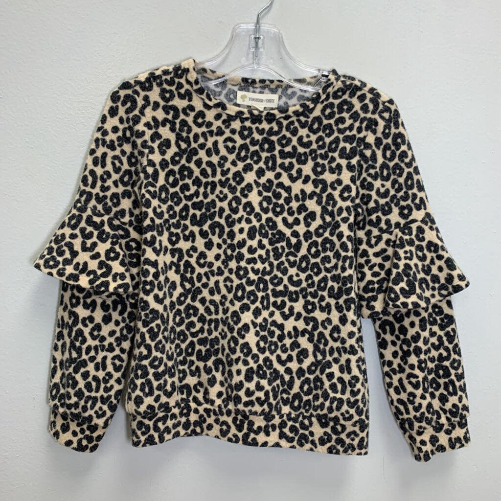 3: Long Sleeve Knit Top w/ Ruffle Sleeves - Leopard