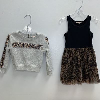 3T: Tulle Dress + Sequined Sweatshirt Set