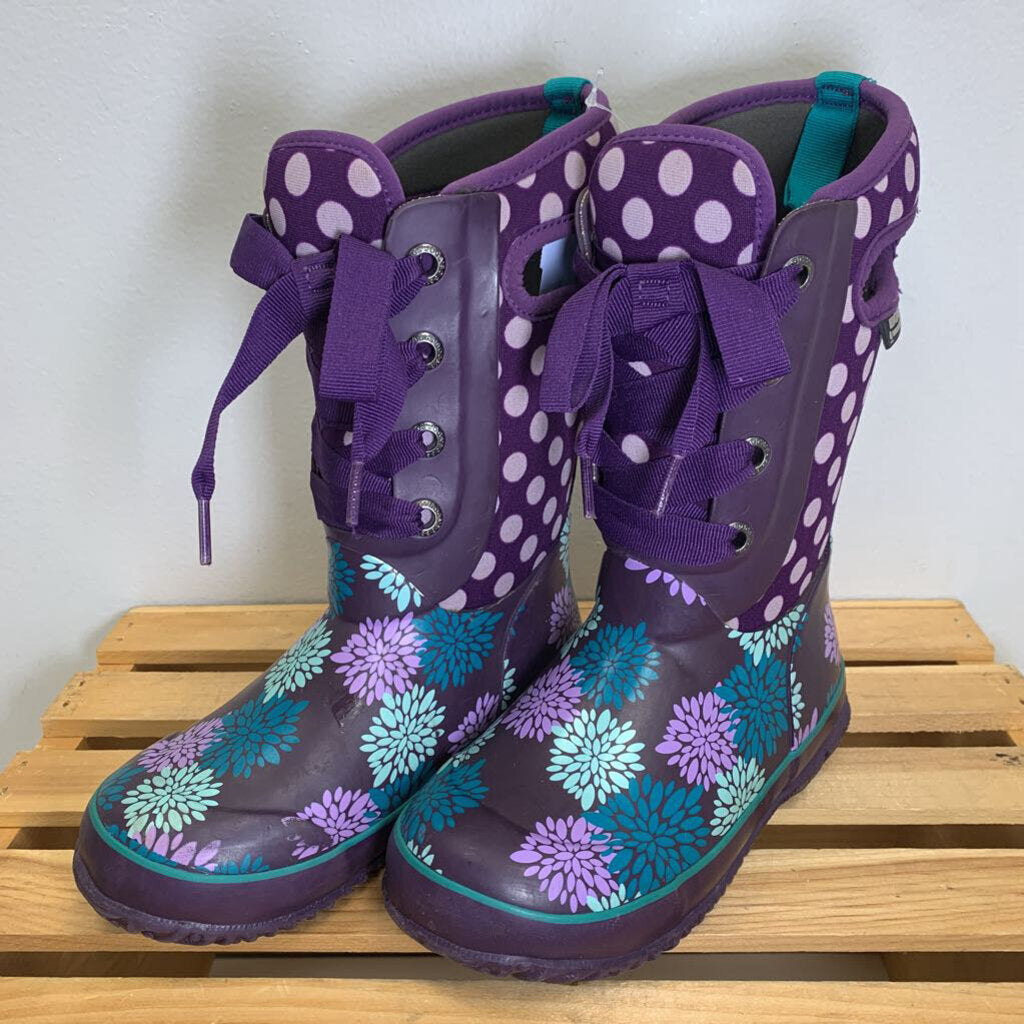 1: Waterproof Boots - Flower Polka Dots