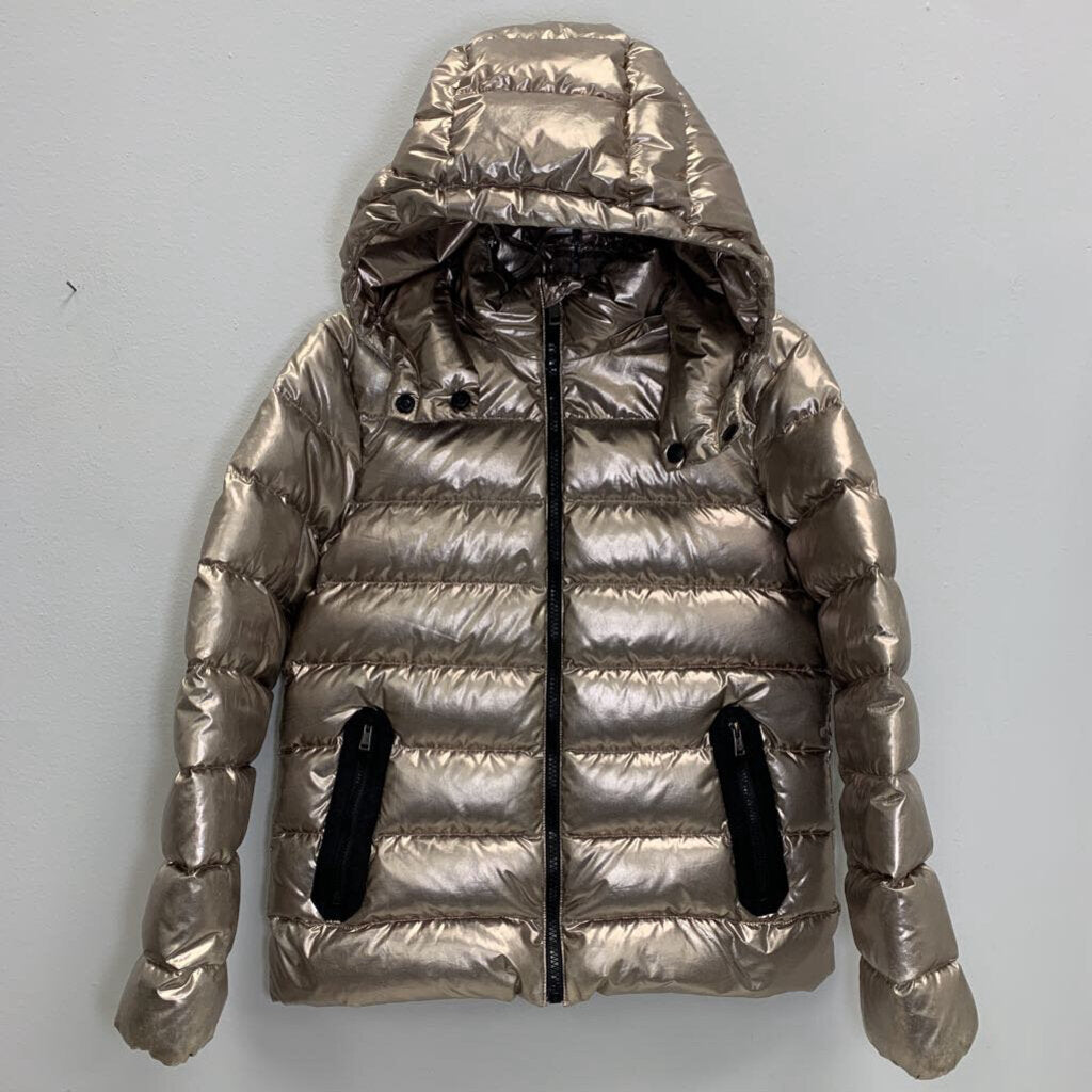 8-10: Metallic Quilted Down Jacket - Removable Hood