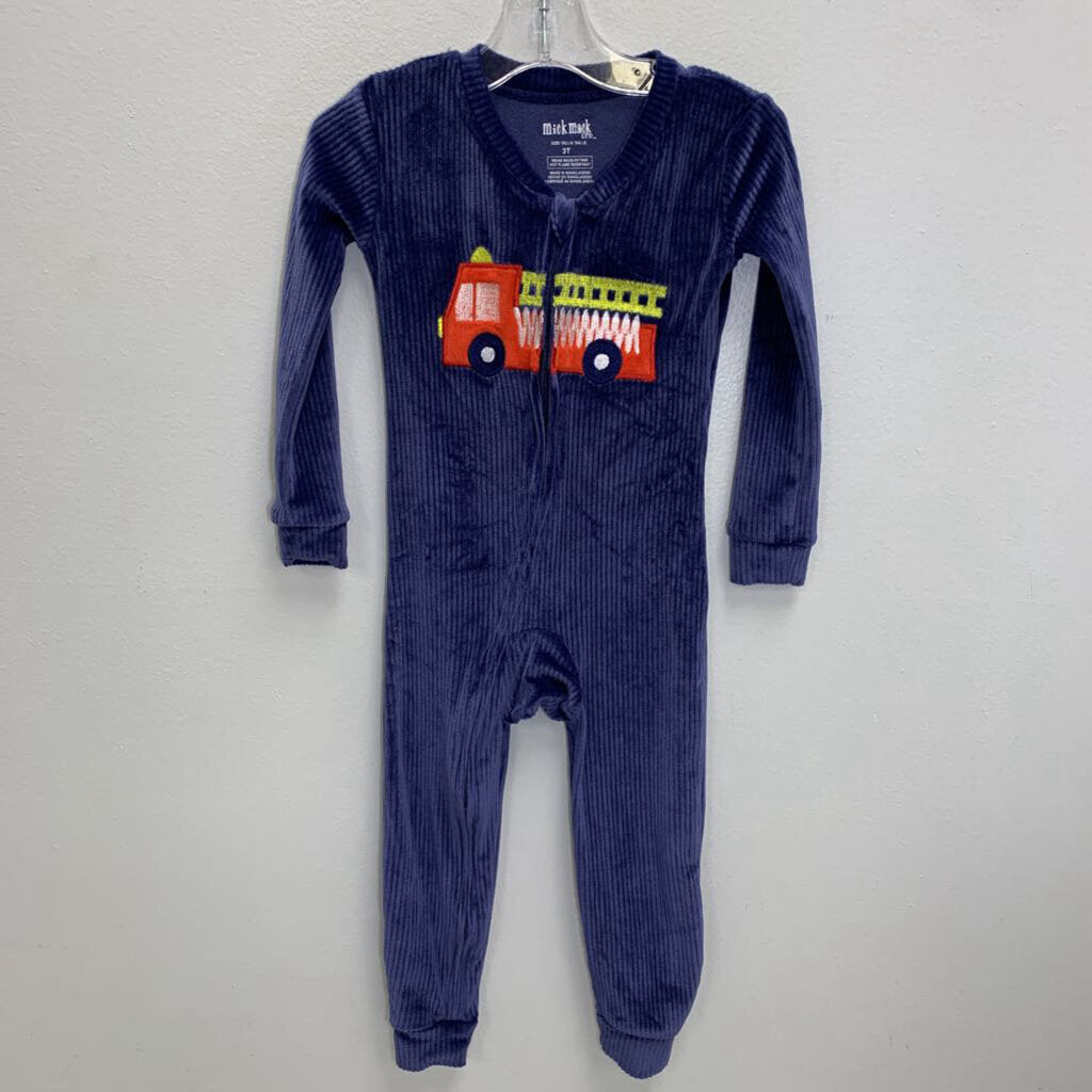 3T: Ribbed Sleeper - Firetruck Applique