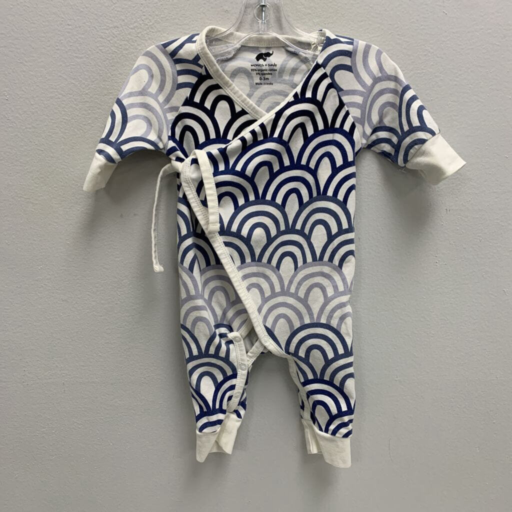 0-3M: Wrap Coverall - Wave Pattern