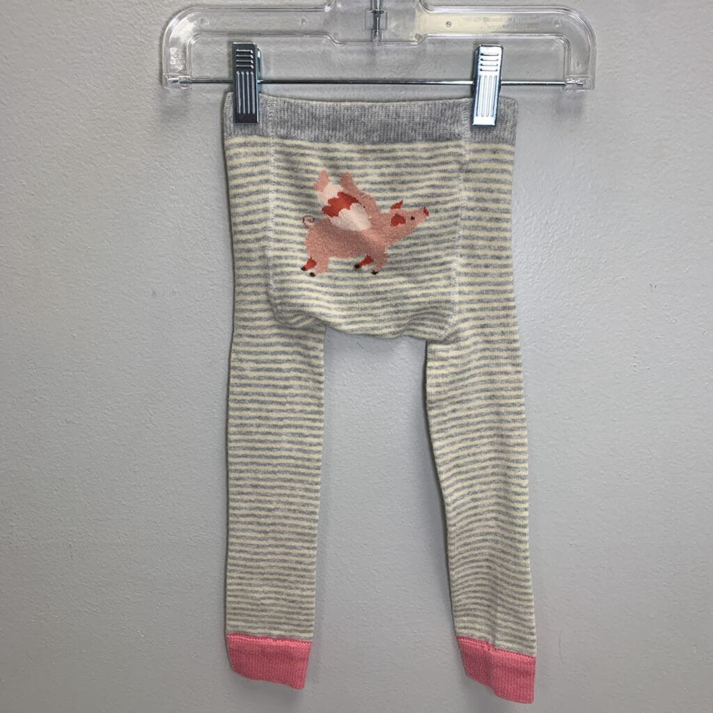 12-18M: Flying Pig Striped Footless Tights