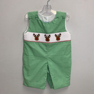 3M: Smocked Gingham Longall - Reindeer