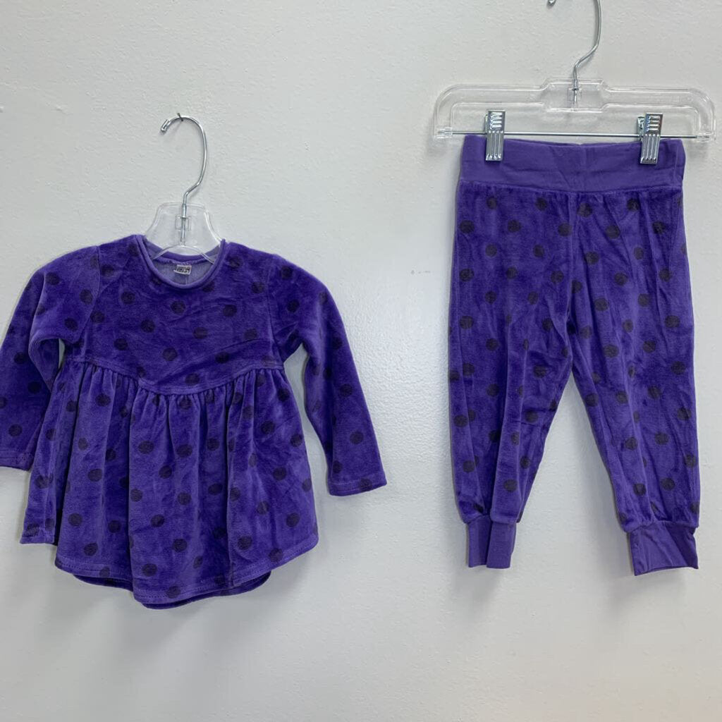 12M: Velour Polka Dot Matching Set