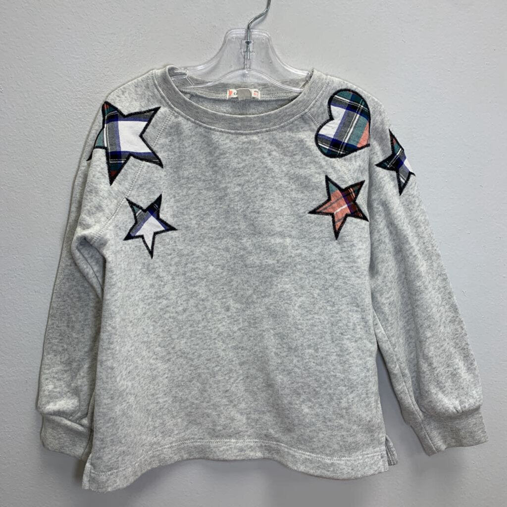 6-7: Crewneck Sweatshirt - Stars & Heart Applique
