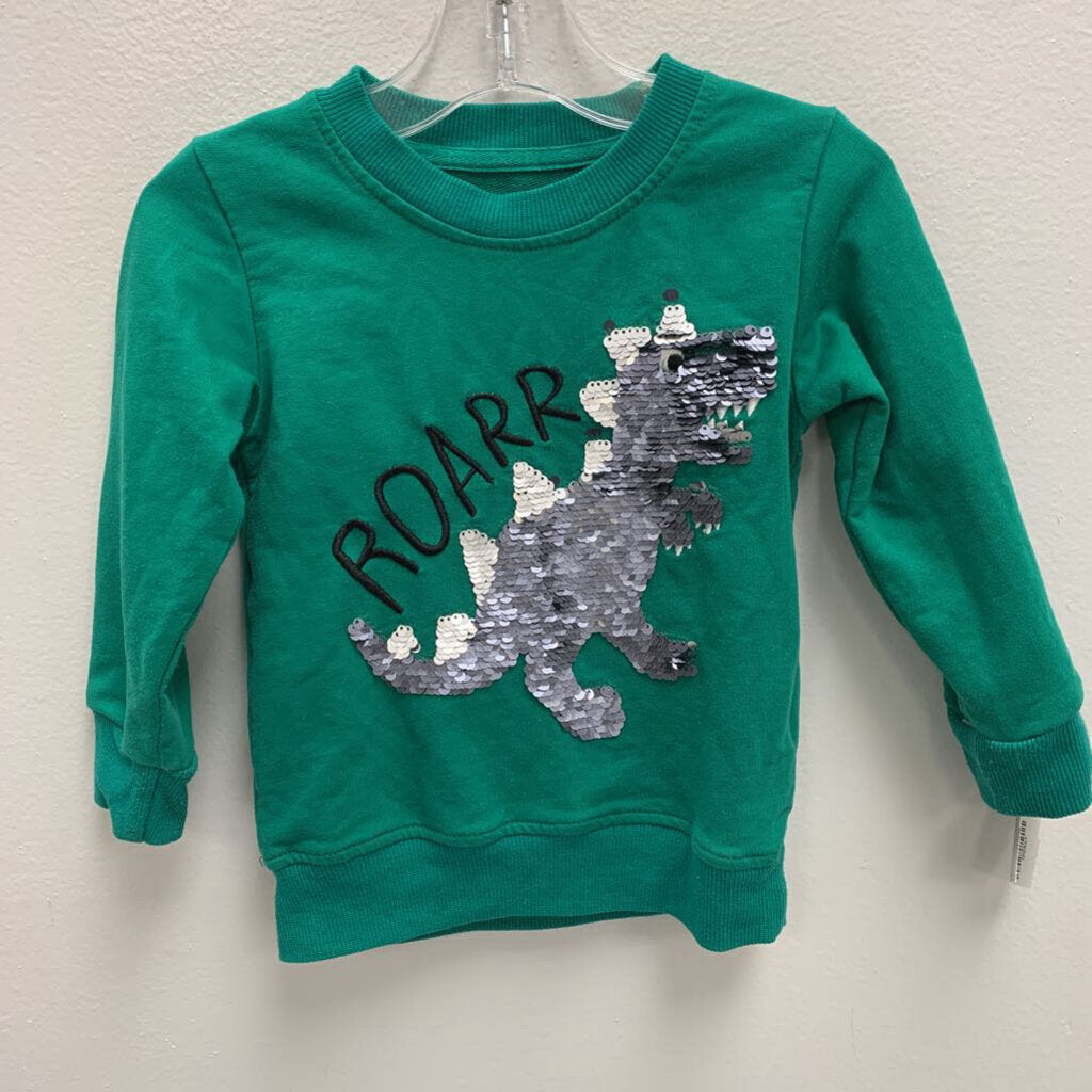 2T: Crewneck Sweatshirt - Flippy Sequin Dino