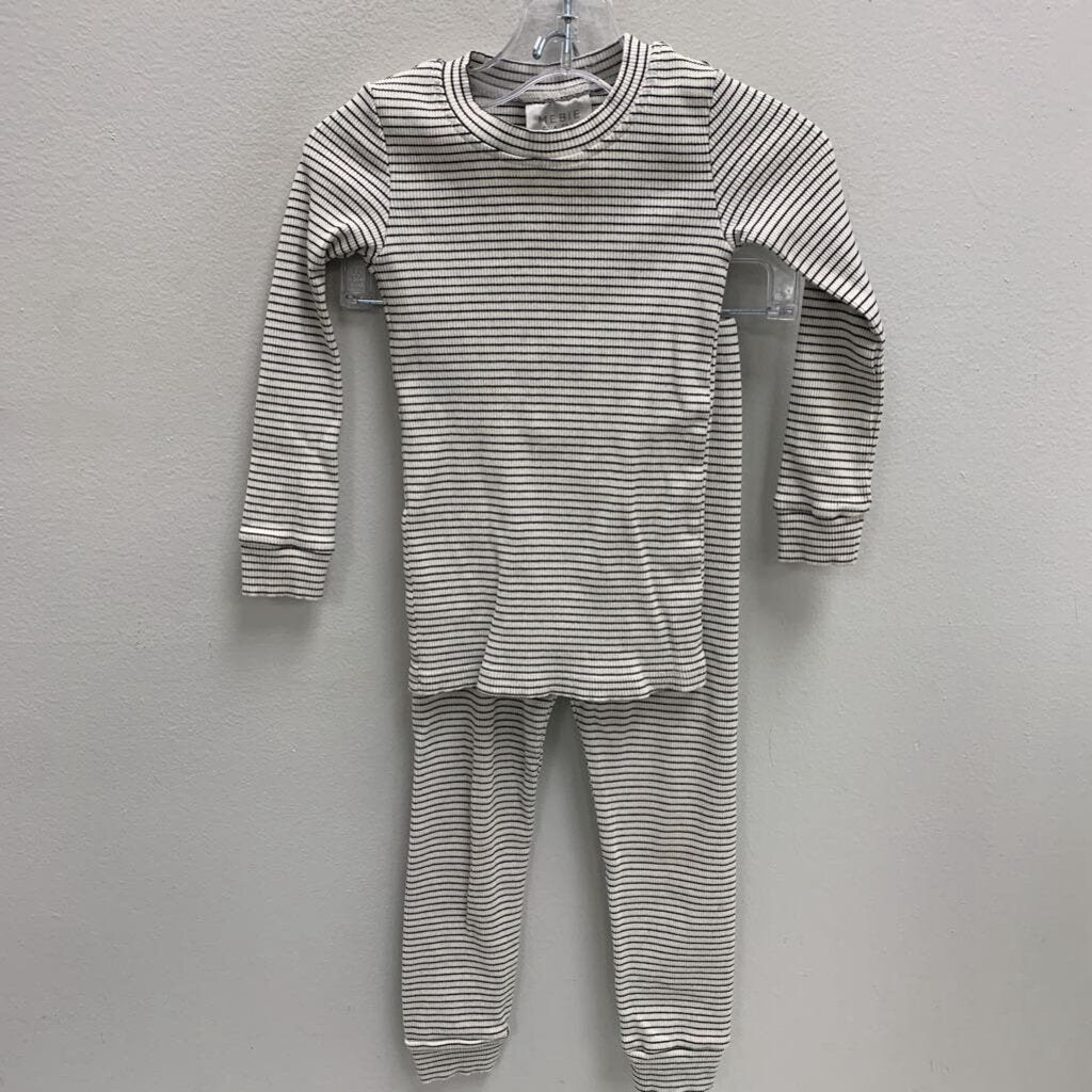 3T: Ribbed Pajama Set - Stripes