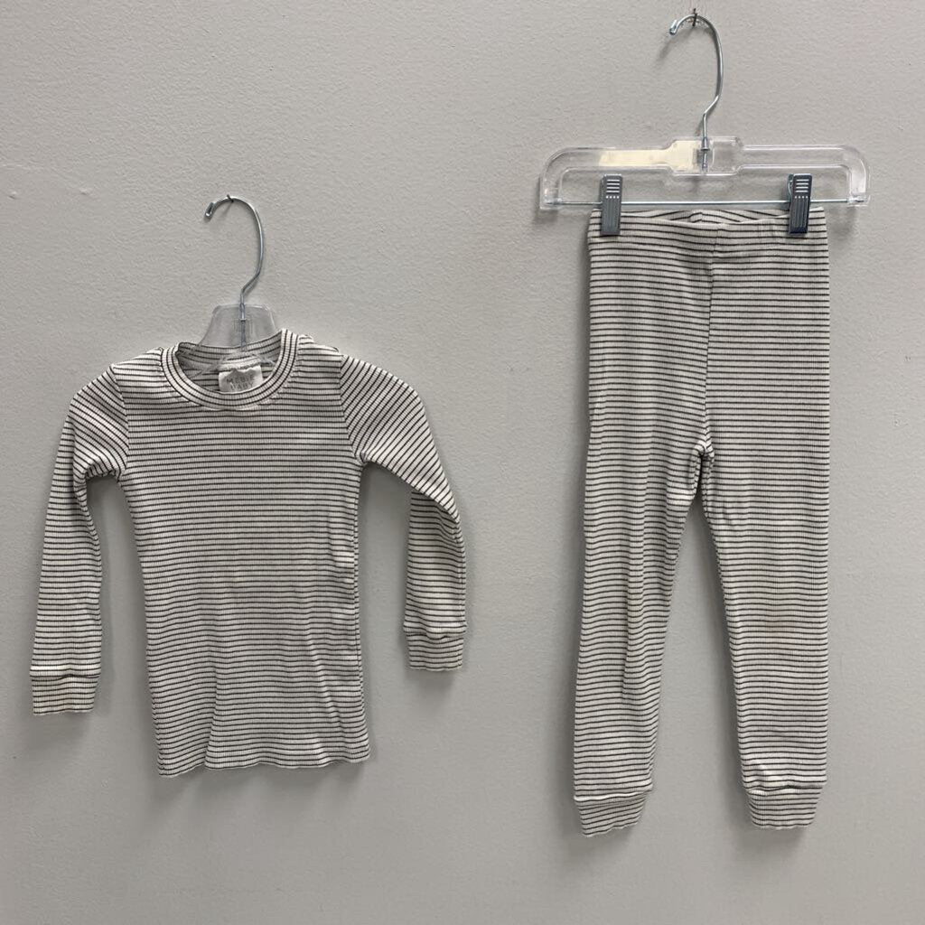 3T: Ribbed Pajama Set - Stripes