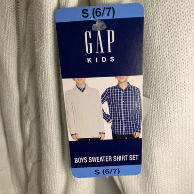 6-7: Plaid Shirt + Cable Knit Sweater Set NWT