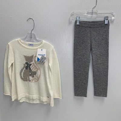 3: Knit Sweater + Knit Leggings - Bow Kitties NWT