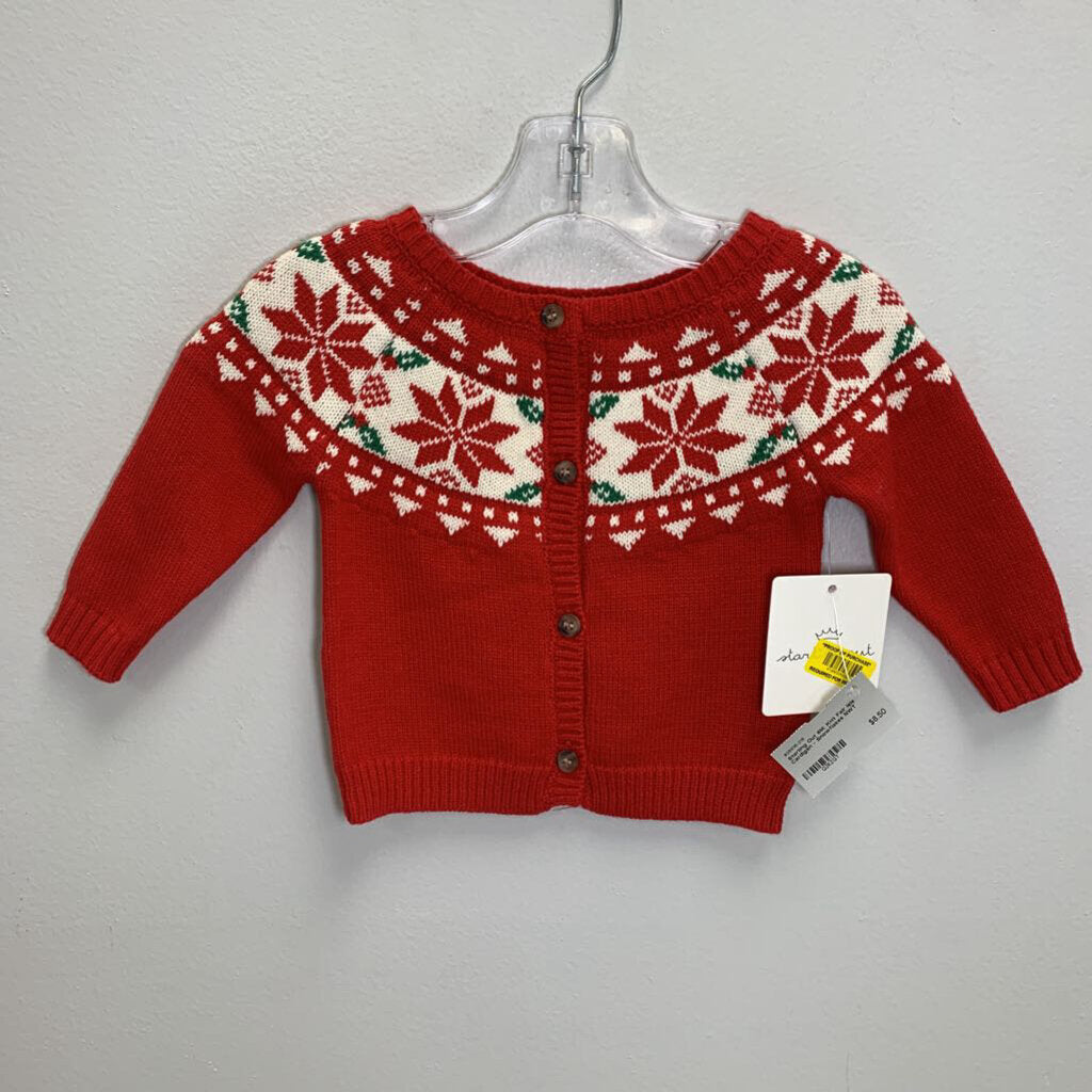 6M: Knit Fair Isle Cardigan - Snowflakes NWT