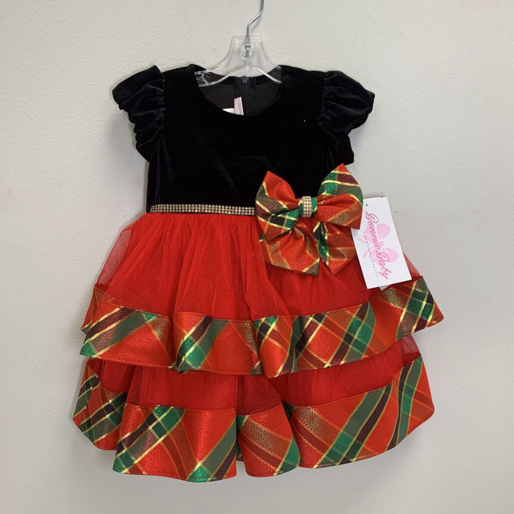 18M: Velvet Taffeta Plaid Holiday Dress NWT