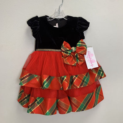 18M: Velvet Taffeta Plaid Holiday Dress NWT