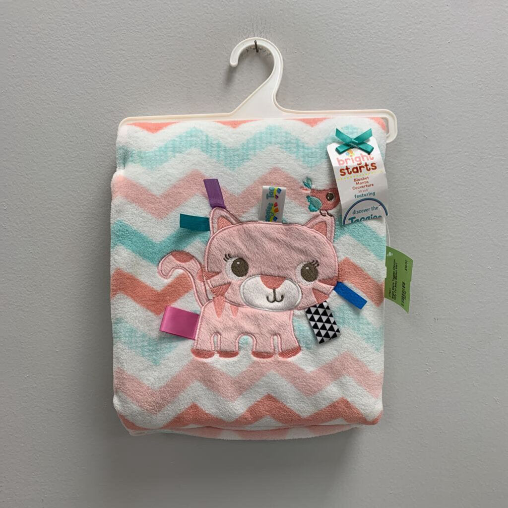 Taggies Chevron Kitty Cat Baby Blanket NWT