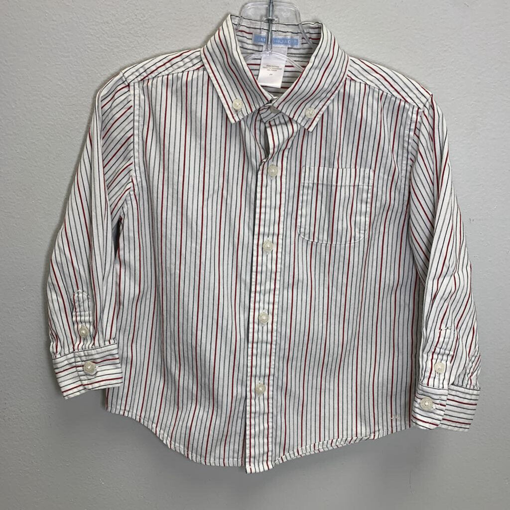 2T: Striped Button Up Shirt