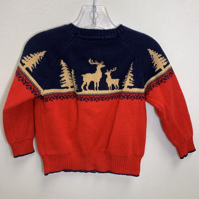 2T: Crewneck Button Sweater - Reindeer
