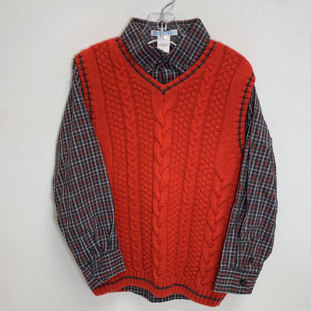 6: Plaid Button Up Shirt + Cable Knit Sweater Vest
