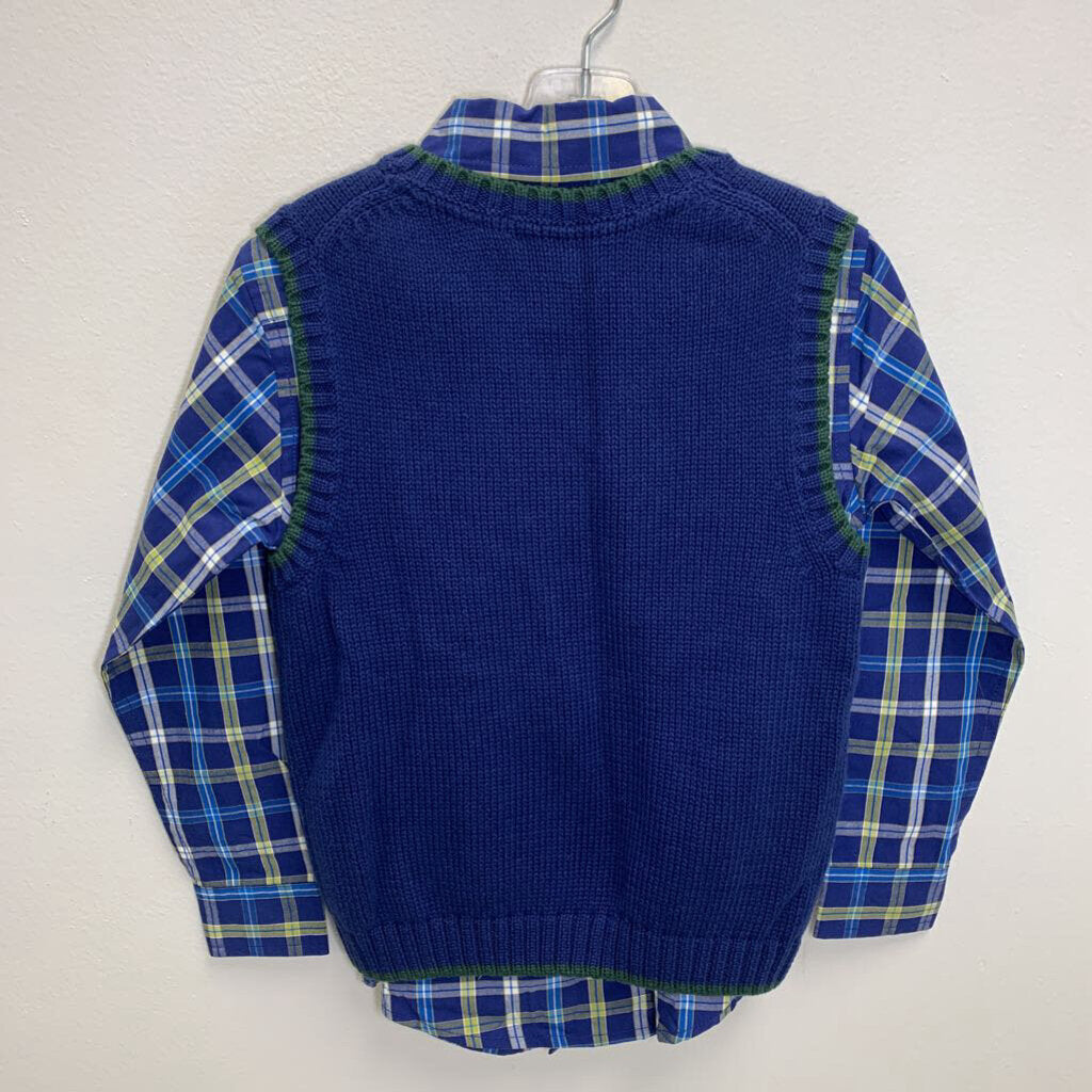 4: Plaid Button Up Shirt + Cable Knit Sweater Vest