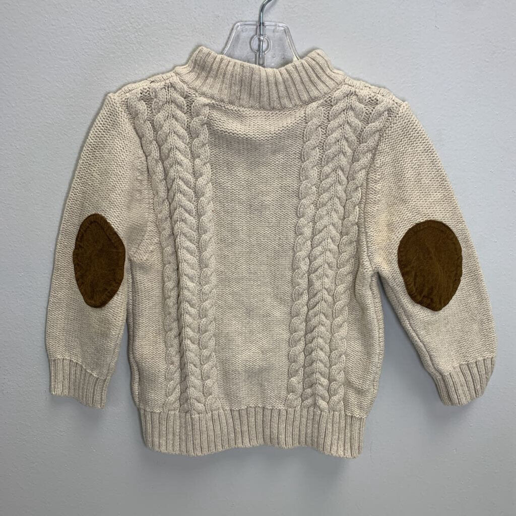 4T: Cable Knit Mockneck Sweater w/ Elbow Patches